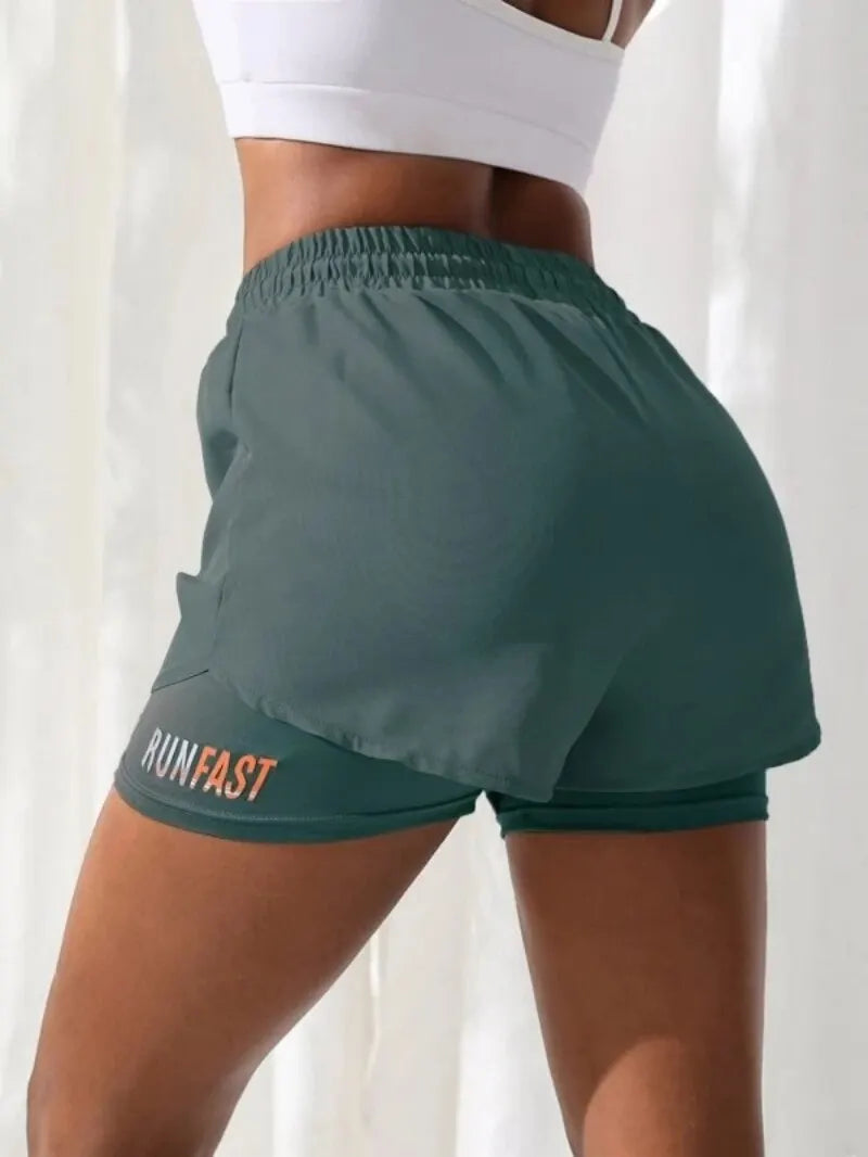 High Rise Yoga Shorts – Two-in-One Athletic Apparel for Gym Running