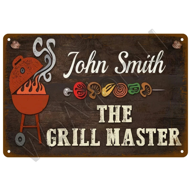 Vintage Metal BBQ Sign – Retro Tin Wall Plaque for Backyard Garden Decor