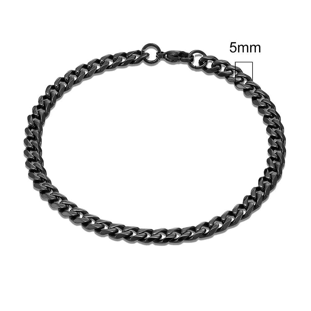 Stainless Steel Cuban Link Bracelet – 3-11mm Biker Jewelry for Men and Women