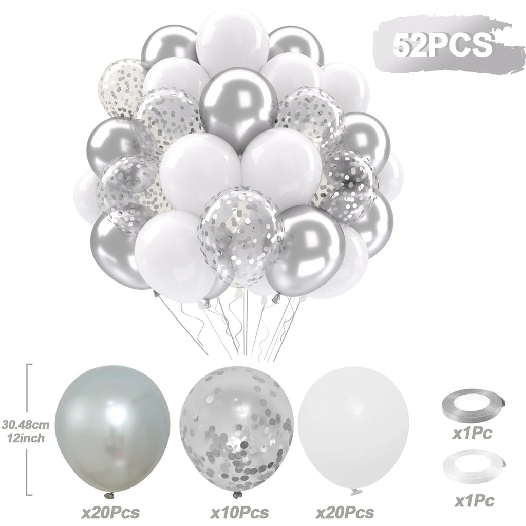 Metallic Pearl and Confetti Balloons – Decorative Latex Set for Party Events