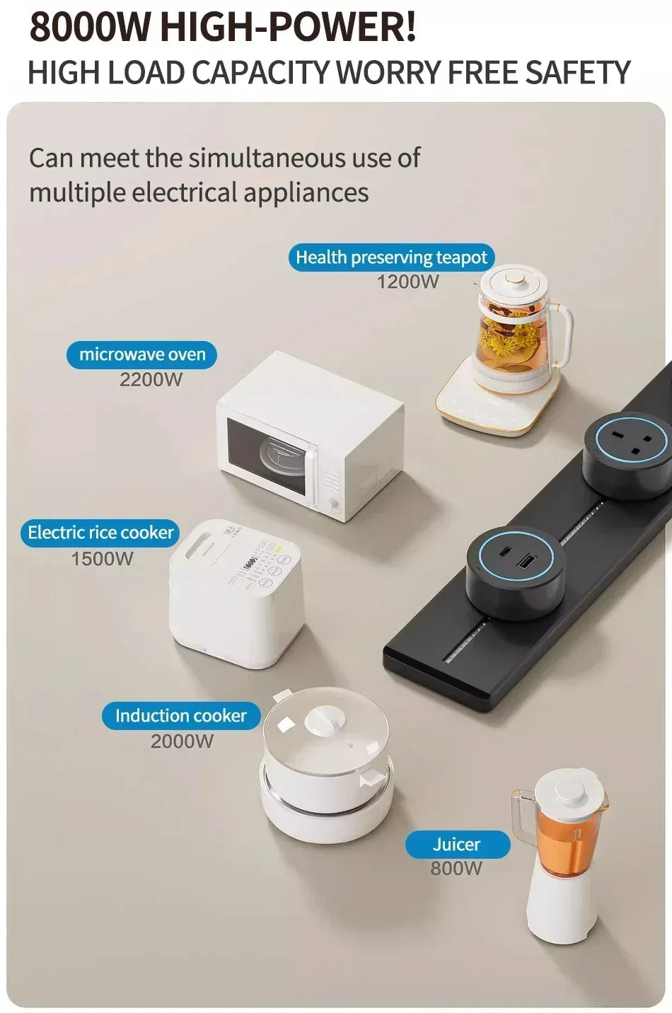 Movable Track Power Socket – 8000W Rail System for Home Office Appliances