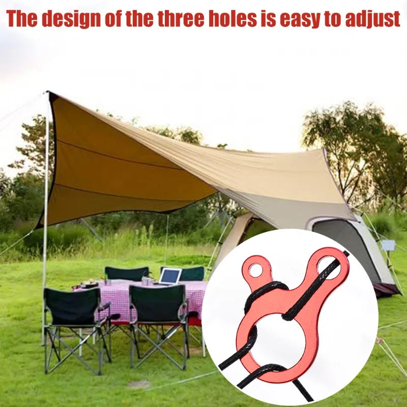 Aluminium Tent Rope Tensioner – 3-Hole Wind Cord Buckle for Camping Gear