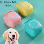 Silicone Pet Grooming Gloves – Shampoo Dispensing Brush for Dog Bathing