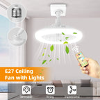 Silent Ceiling Fan Light – Remote Controlled E27 Lamp for Bedroom Living Room