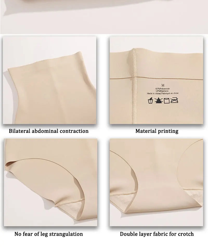 Seamless High Waist Shapewear – Ice Silk Tummy Control Panties for Women
