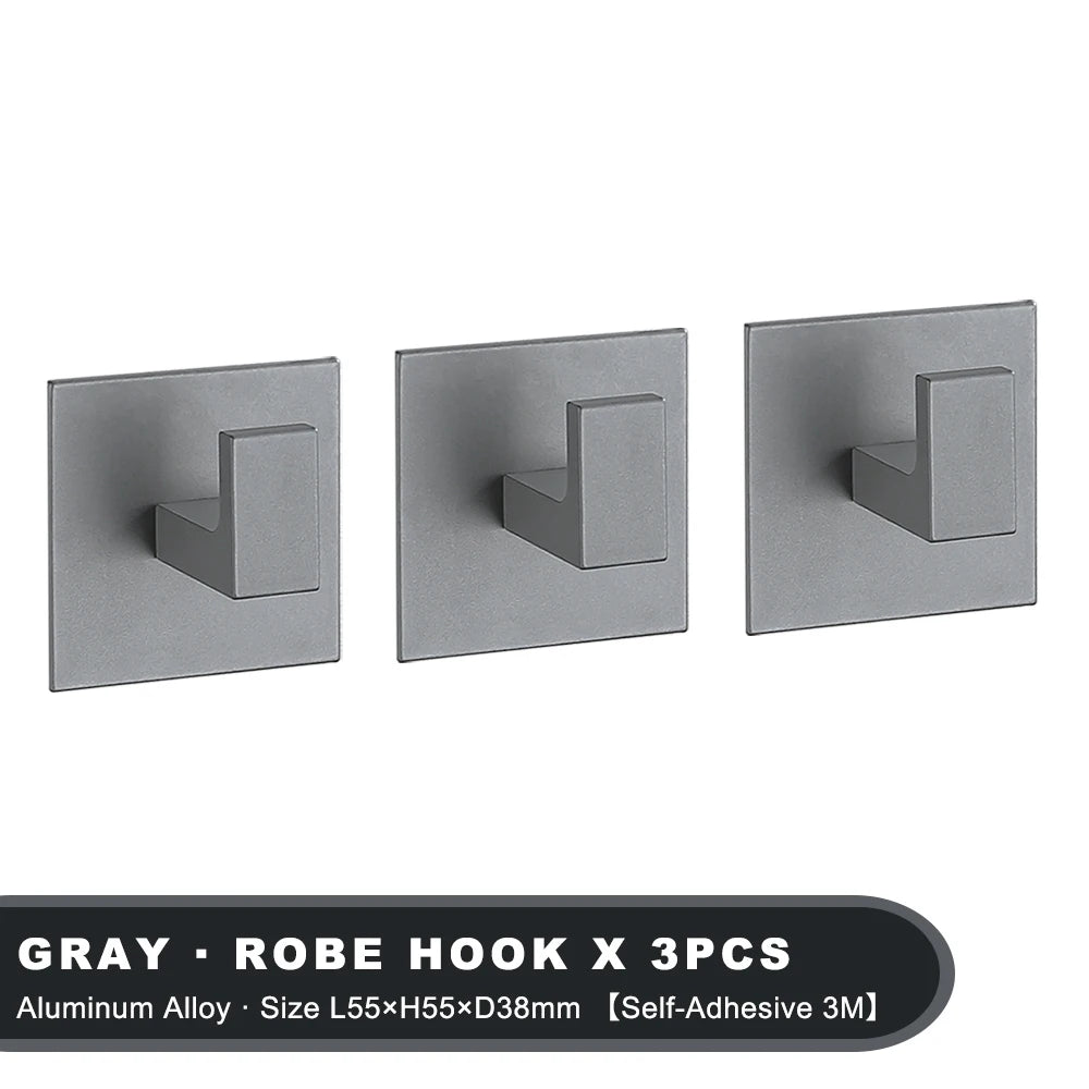 Adhesive Wall Hooks – Heavy Duty Black Hangers for Bathroom and Kitchen