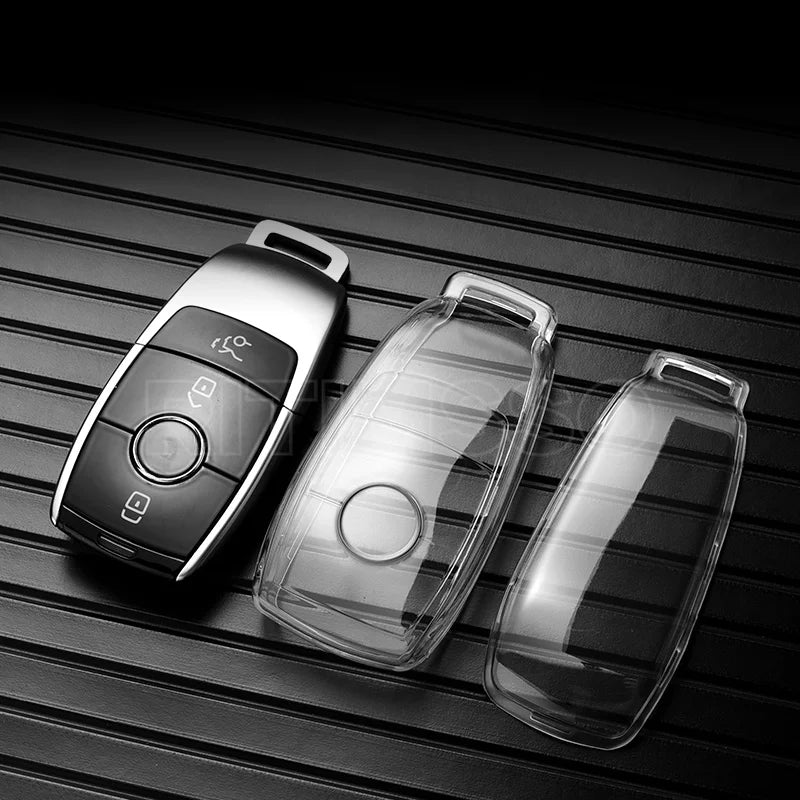 Transparent TPU Car Key Case – Protective Shell for Mercedes Benz Models