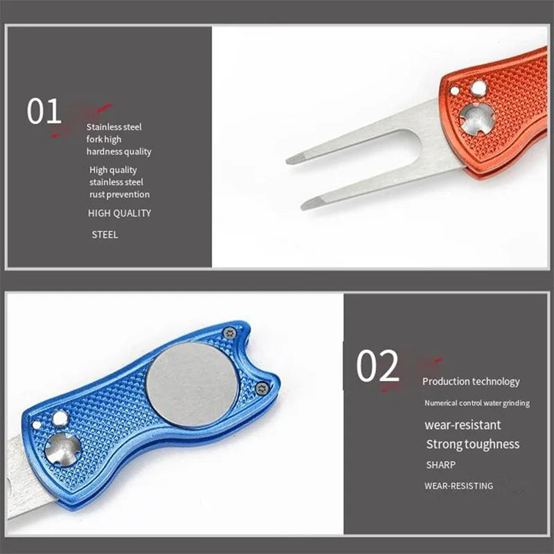 Foldable Golf Divot Tool – Groove Cleaner for Putting Green Training