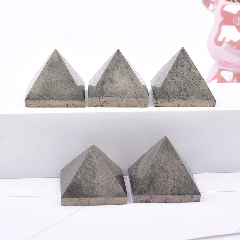 Natural Pyrite Crystal Pyramid – Polished Energy Tower for Home Decor Gifts