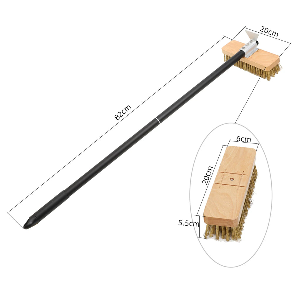 Brass Bristle Pizza Oven Brush – Long Wooden Handle for Kitchen Grill Cleaning