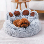 Bear Paw Pet Bed – Fluffy Plush Sofa for Small and Medium Dogs and Cats