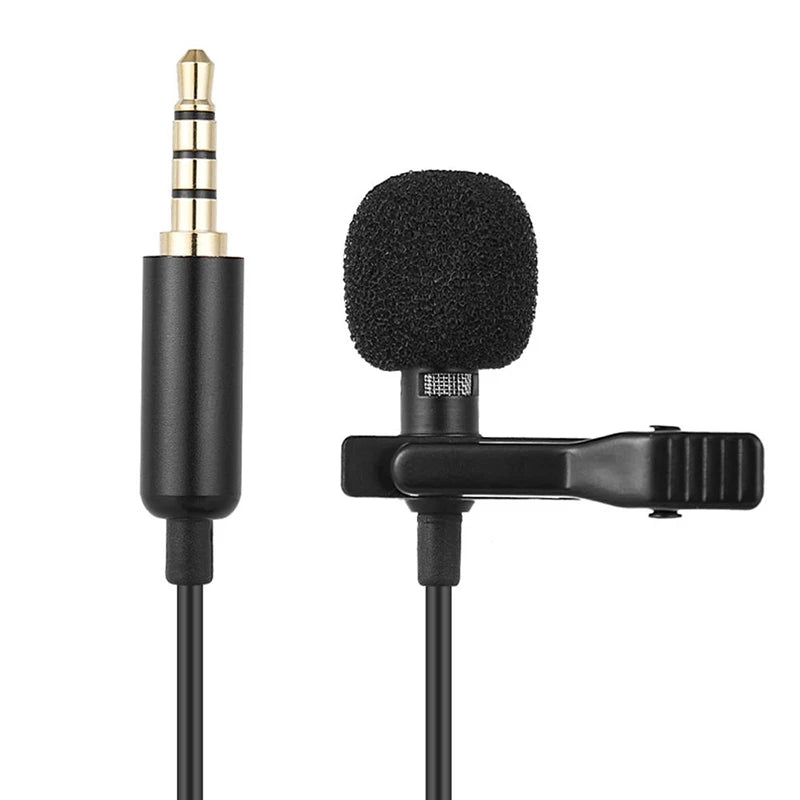 Portable Lavalier Lapel Microphone – 1.5m Wired Mic for Phone and Laptop