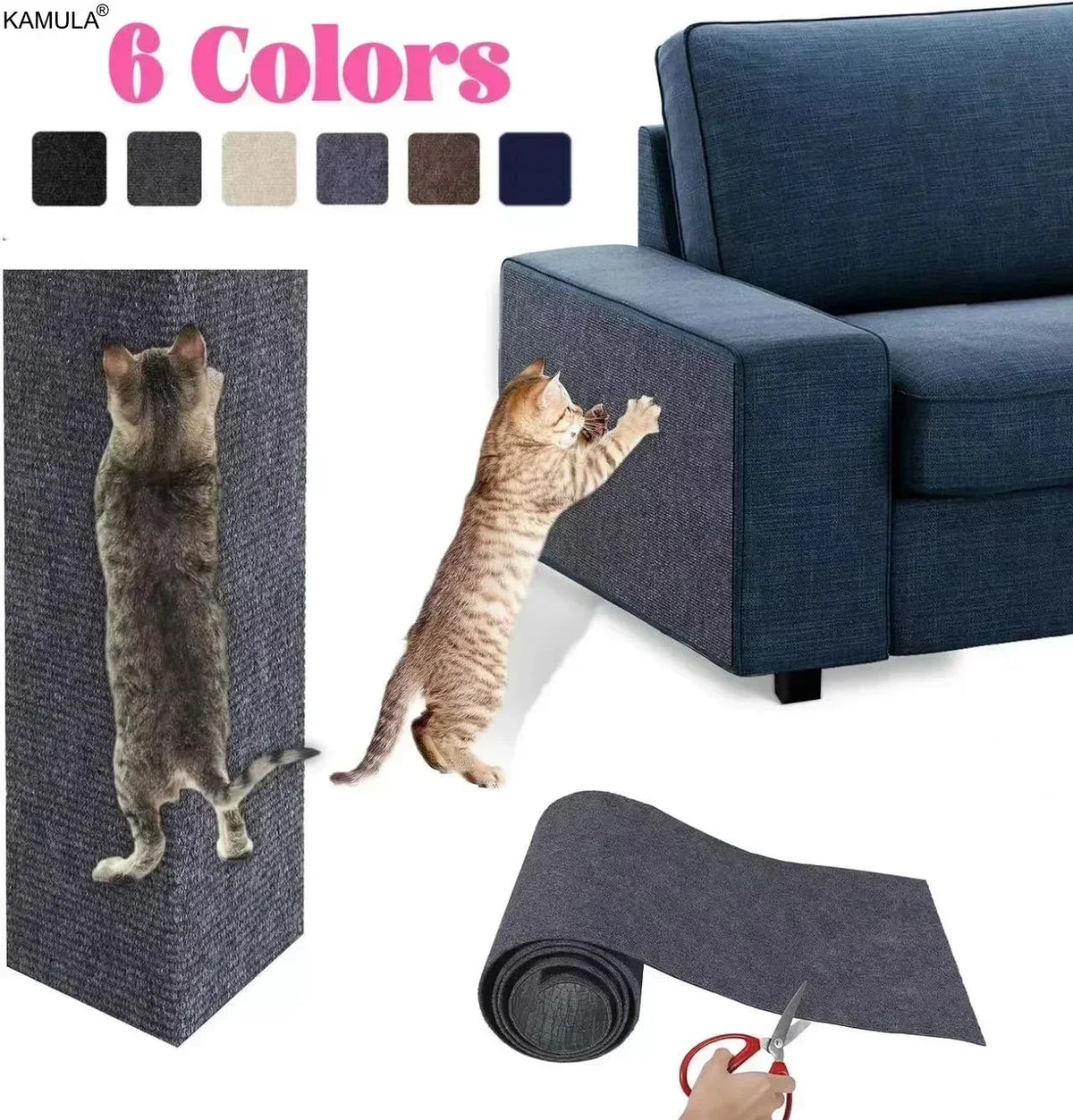 Self-Adhesive Cat Scratching Mat – Trimmable Carpet for Furniture Protection