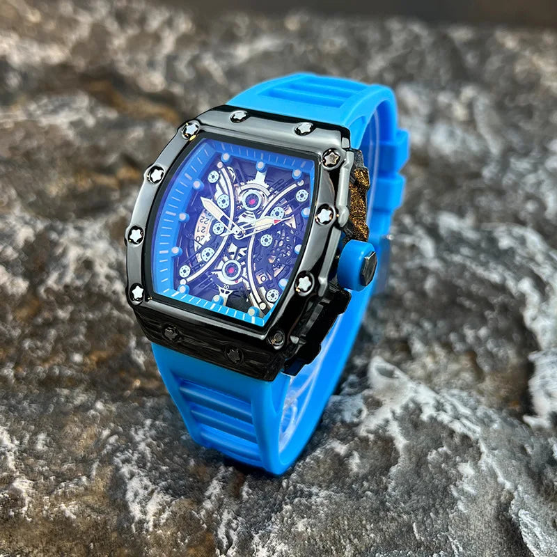Luminous Tonneau Men's Watch – Luxury Sport Calendar Wristwatch for Daily Wear
