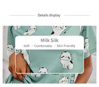 Women Cartoon Pajama Set – Short Sleeve Loungewear for Comfortable Sleep