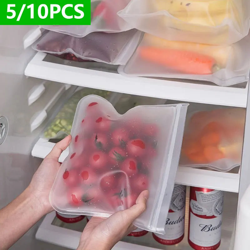 Silicone Food Storage Bags – Leakproof Reusable Containers for Freezer Kitchen