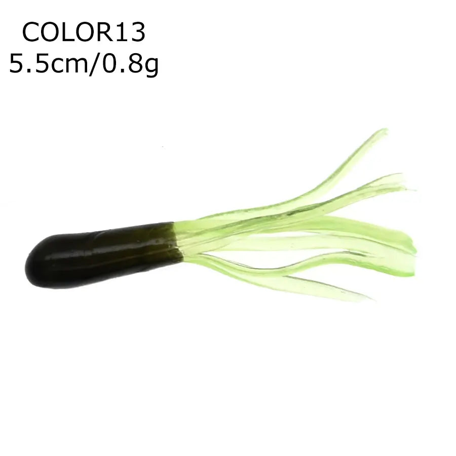 Soft Silicone Tube Worm Lure – 5cm Micro Bait for Bass Perch and Trout Fishing