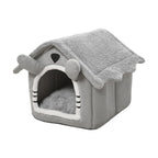 Detachable Gray Cat House – Semi-Enclosed Washable Shelter for Winter