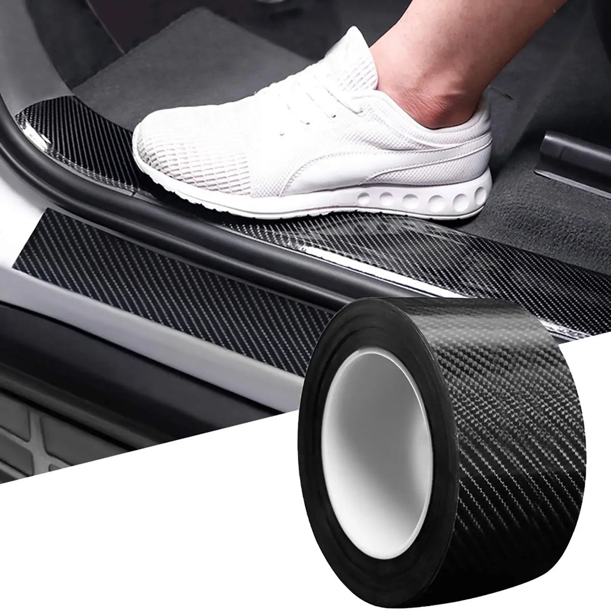 Nano Carbon Fiber Car Trim – Adhesive Vinyl Protector for Vehicle DIY Wrap