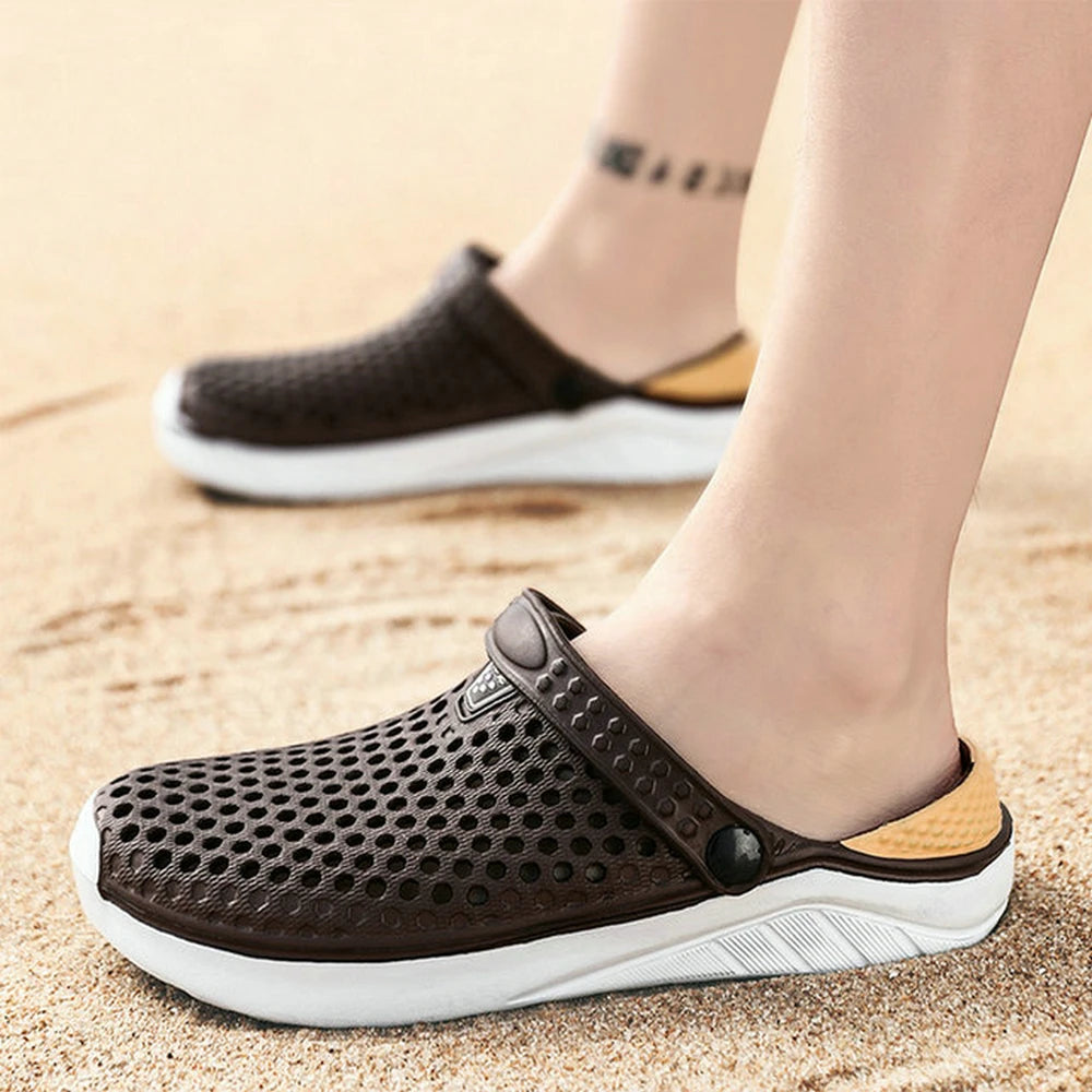 Thick Sole Beach Sandals – Waterproof Anti-Slip Footwear for Men and Women