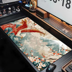 Wave and Sushi Desk Mat – Non-Slip Rubber Mouse Pad for Office and Gaming
