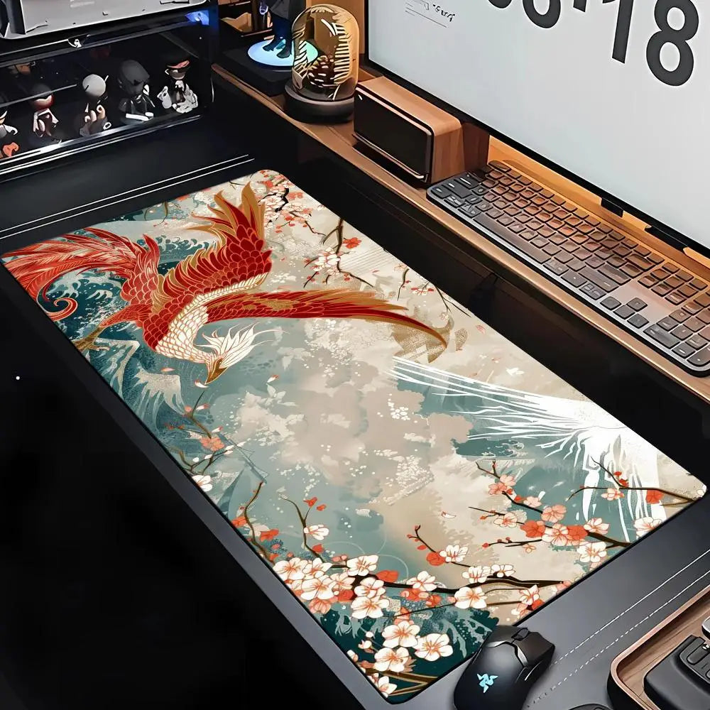 Wave and Sushi Desk Mat – Non-Slip Rubber Mouse Pad for Office and Gaming
