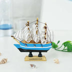 Mediterranean Wooden Boat Decor – Nautical Ship Ornament for Home Decoration