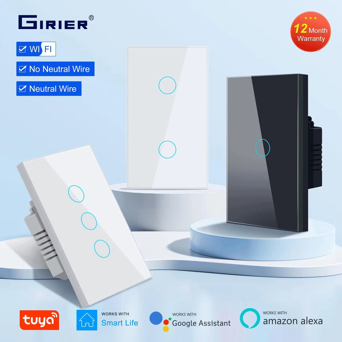 Smart Wifi Touch Light Switch – No Neutral Wire Required for Home Automation