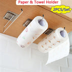 Adhesive Paper Towel Holder – Wall Mounted Rack for Kitchen Storage
