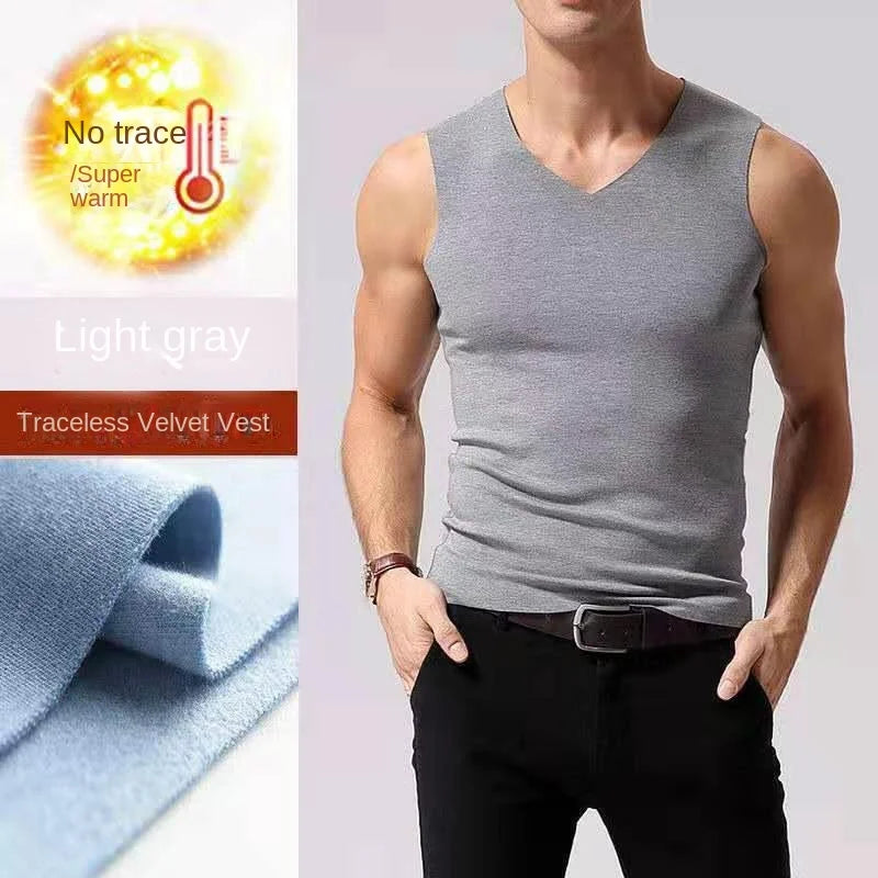 Thermal Men's Undershirt – Seamless Velvet Heating Vest for Winter Warmth