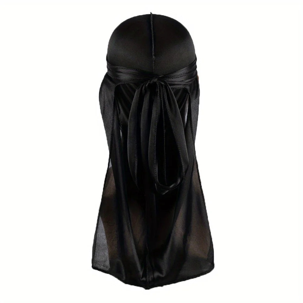 Silky Durag Headwrap – Long Tail Wave Cap for Men Hair Maintenance