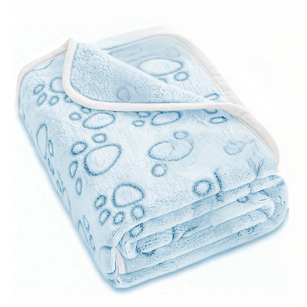 Ultra-Soft Paw Print Dog Blanket – Cozy Fleece Mat for Pets