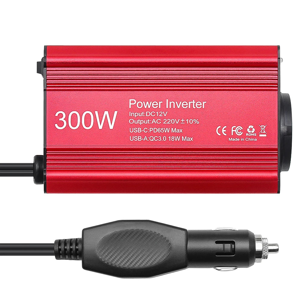 Car Power Inverter – 300W DC to AC Adapter for Road Trips and Travel