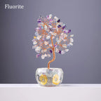 Natural Crystal Tree of Life Ornament – Crushed Stone Decor for Home Office