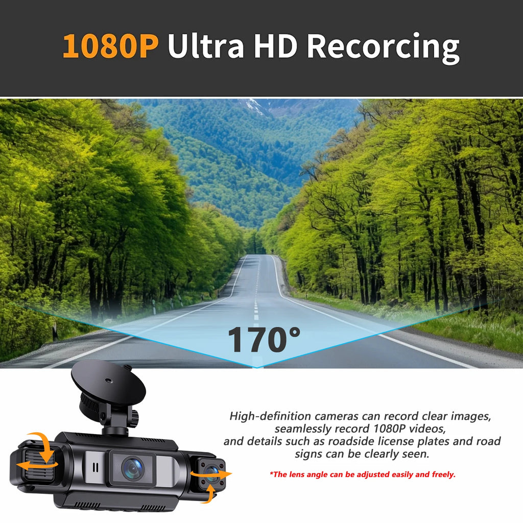 4-Channel Dash Cam – 360° WiFi Video Recorder for 24H Car Parking Surveillance