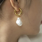 Baroque Irregular Pearl Hoop Earrings – Elegant Jewelry for Wedding Party