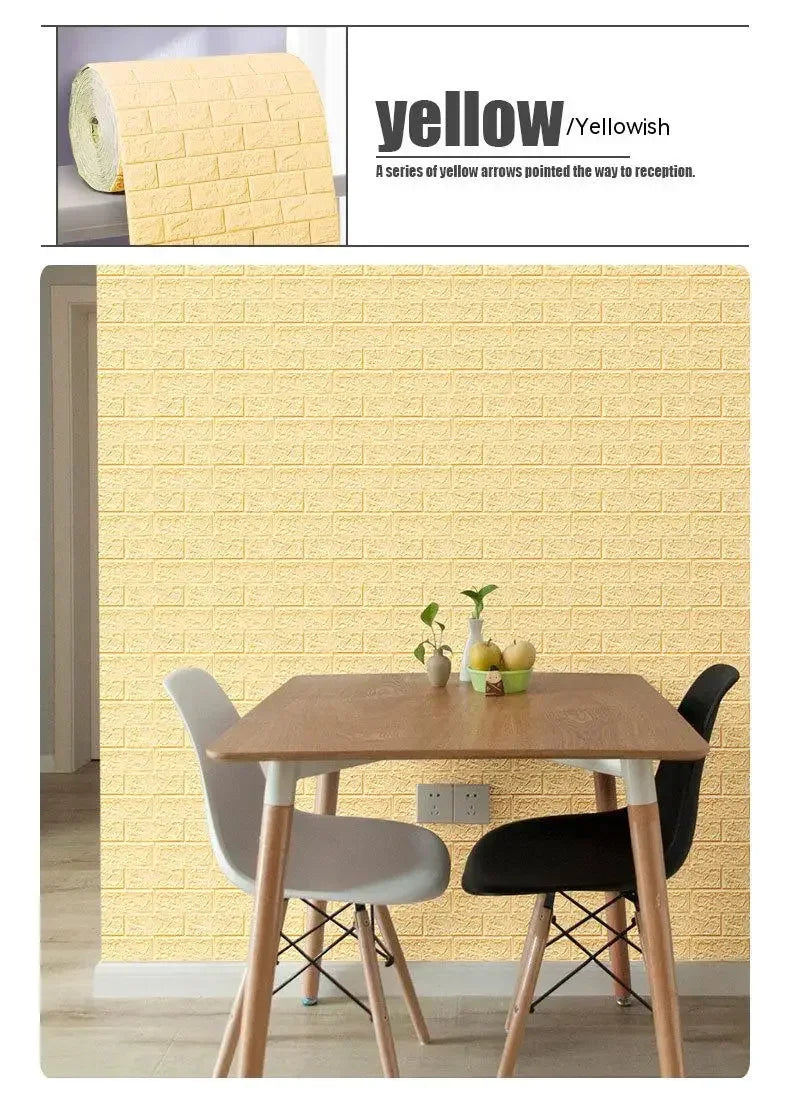 Self-Adhesive 3D Foam Brick Wallpaper – Waterproof Wall Decor for Home Living