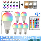RGB LED Light Bulb – Dimmable 16 Color Remote for Home Bedroom Decor