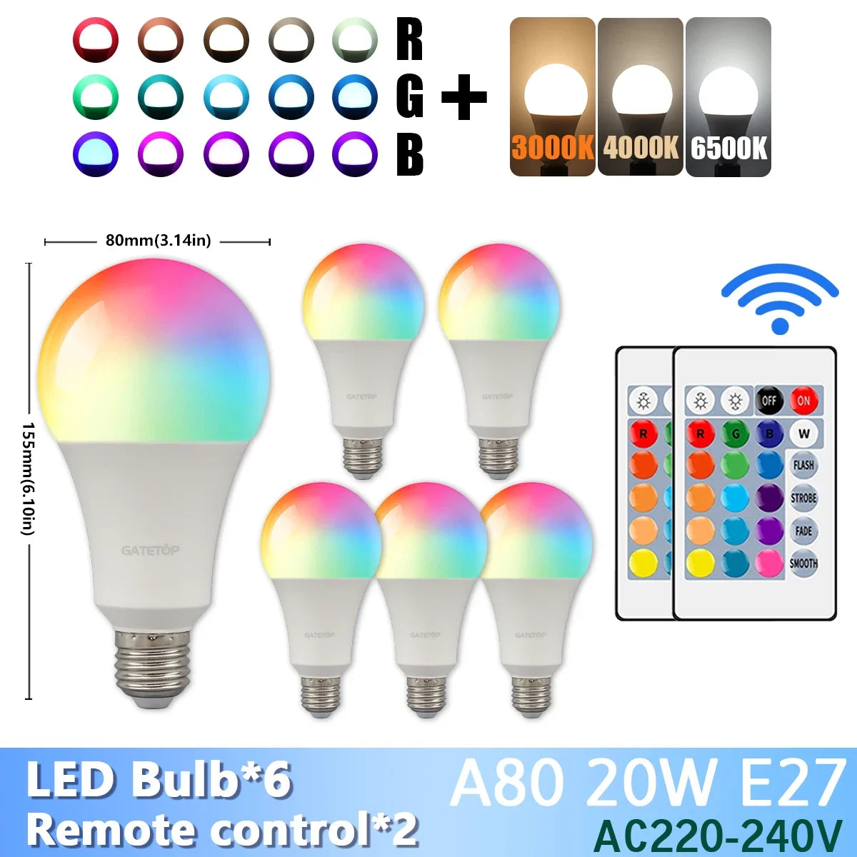 RGB LED Light Bulb – Dimmable 16 Color Remote for Home Bedroom Decor