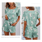 Women Cartoon Pajama Set – Short Sleeve Loungewear for Comfortable Sleep