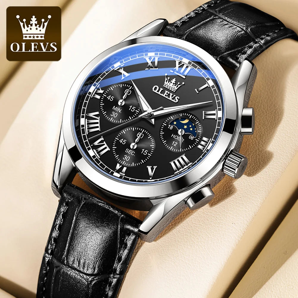 Leather Quartz Watch – Waterproof Noctilucent Timepiece for Business Men
