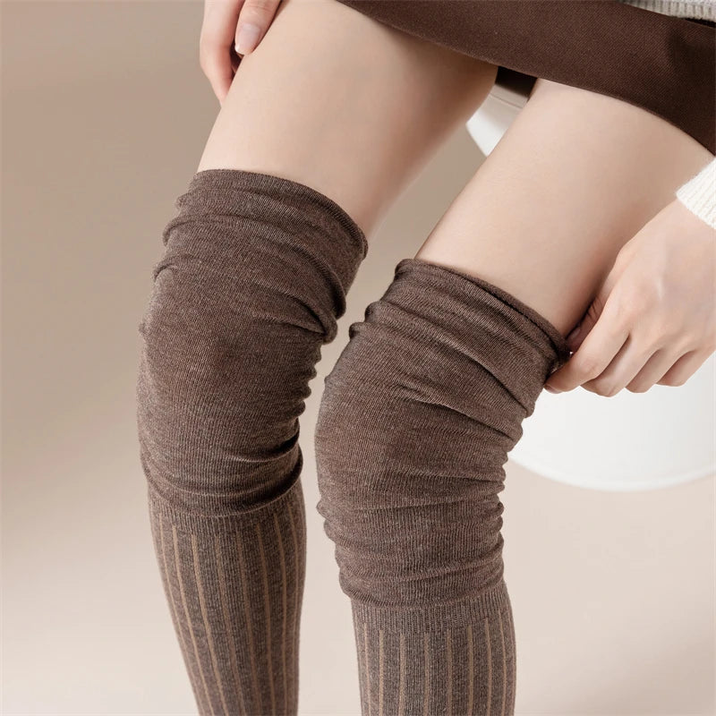 Thigh High Socks – Solid Color Japanese Style for Casual Women Fashion