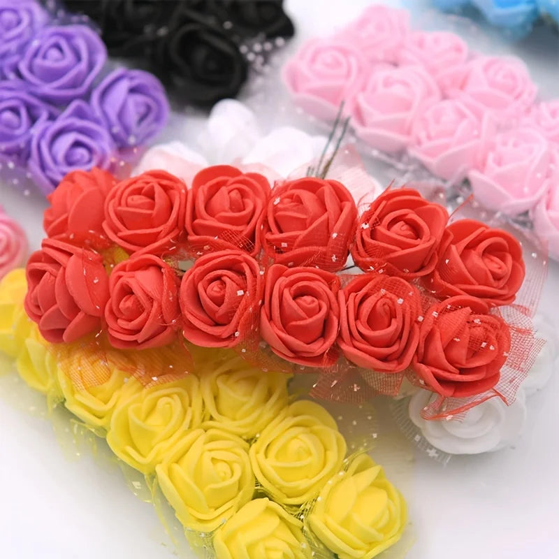 Mini Foam Rose Flower Heads – 2cm Craft Embellishments for Wedding Decor