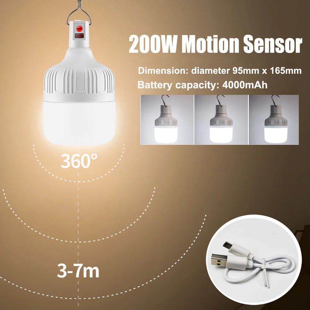 Portable LED Camping Lantern – Rechargeable Motion Sensor Light for Outdoor Emergencies