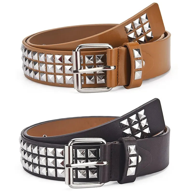 Punk Pyramid Rivet Belt – Metal Studded Hardware for Unisex Y2K Fashion