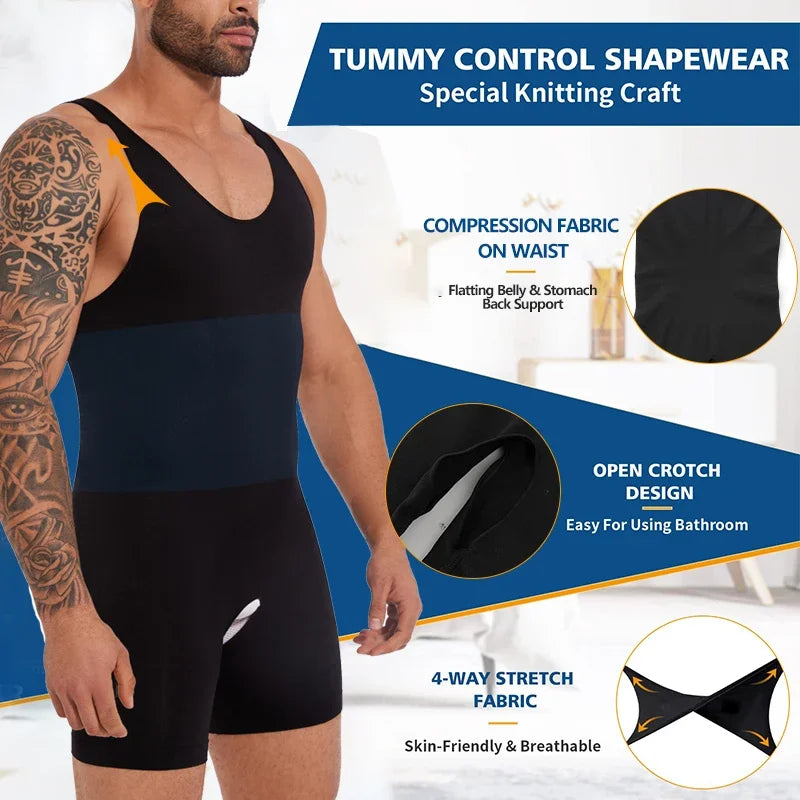 Compression Bodysuit – Slimming Tummy Control Vest for Men Body Shaping
