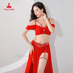 Belly Dance Professional Suit – Mesh Split Skirt Set for Oriental Performance