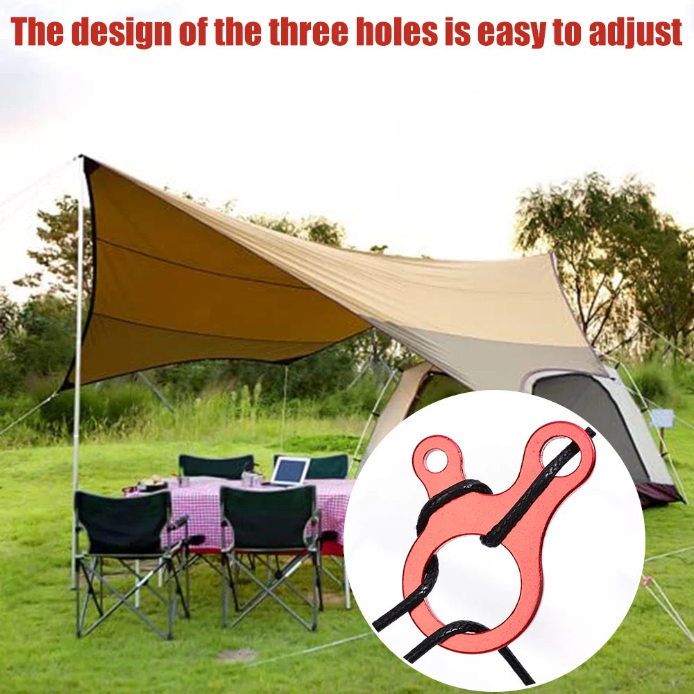 Aluminium Tent Rope Tensioner – 3-Hole Wind Cord Buckle for Camping Gear