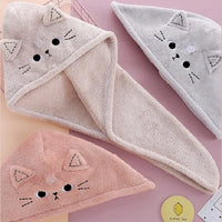 Microfiber Cat Ear Hair Towel – Quick Dry Absorbent Turban for Bath and Shower