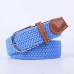 Woven Elastic Canvas Belt – Stretch Braided Buckle Strap for Casual Jeans
